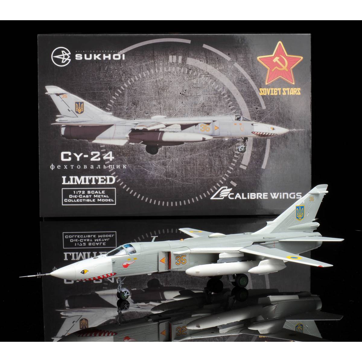 Avion Sukhoi Su-24MR Fencer-E Ukrainian Air Force 1:72 – Calibre Wings, Jaune 59, Boîte Neuve